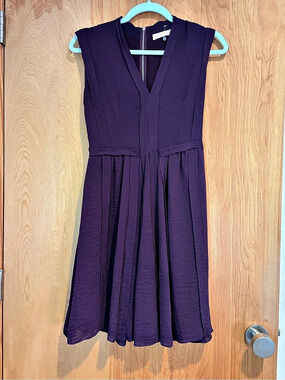 Rebecca Taylor Sleeveless Pleated Maxi Dress in Purple Like New 2